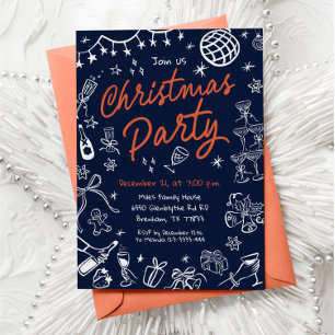 Weihnachts-Party Einladung, Handgezeichnete Einlad Einladung