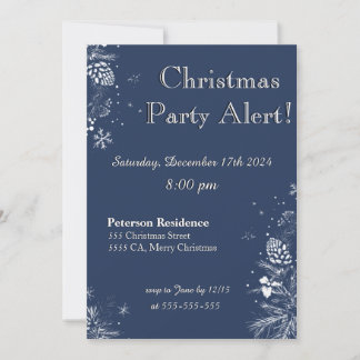 Weihnachts-Party Einladung in Blue&White