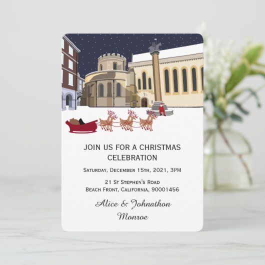 Weihnachts-Party Einladung in London (Stehend Vorderseite)