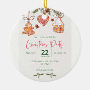 Weihnachts-Party Einladung Keramik Ornament