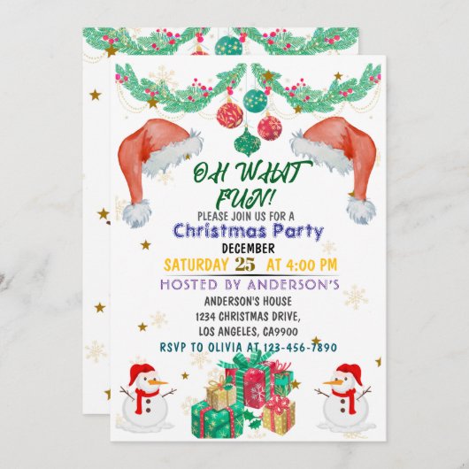 Weihnachts-Party Einladung Kinder Weihnachtsmannmü (Vorne/Hinten)