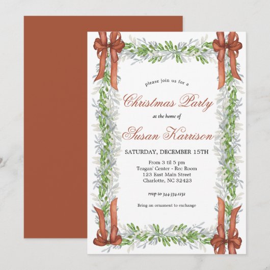 Weihnachts-Party Einladung Kupfer-Bogen (Vorne/Hinten)