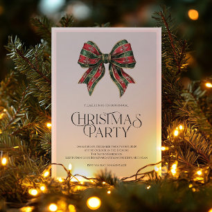 Weihnachts-Party Einladung mit Bow Gingham