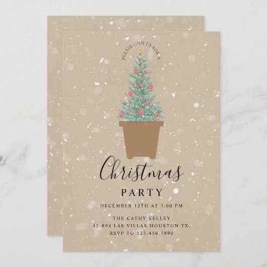 Weihnachts-Party Einladung mit eigener Marke (Vorne/Hinten)