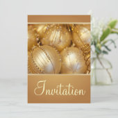 Weihnachts-Party Einladung mit Goldverzierungen (Stehend Vorderseite)