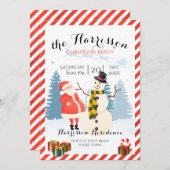 Weihnachts-Party Einladung mit Santa und Schneeman (Vorne/Hinten)