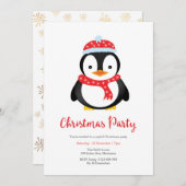 Weihnachts-Party Einladung | Niedlicher Pinguin (Vorne/Hinten)