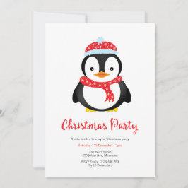Weihnachts-Party Einladung | Niedlicher Pinguin