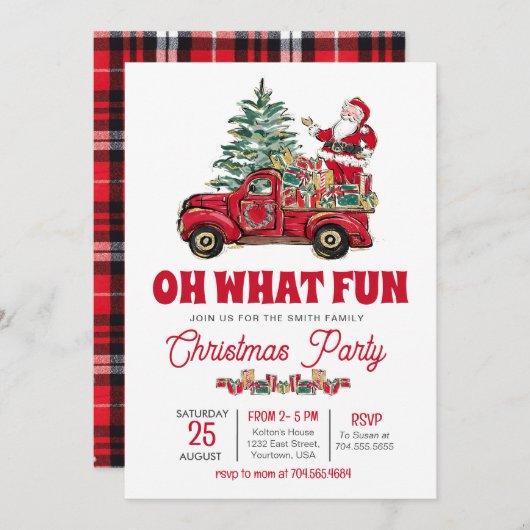 Weihnachts-Party Einladung, Oh, was Spaß einladen Einladung (Vorne/Hinten)