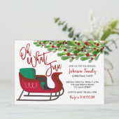 Weihnachts-Party Einladung, oh was Spaß, Sleigh Einladung (Stehend Vorderseite)