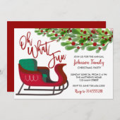 Weihnachts-Party Einladung, oh was Spaß, Sleigh Einladung (Vorne/Hinten)