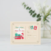 Weihnachts-Party Einladung Postkarte (Stehend Vorderseite)