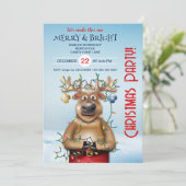 Weihnachts-Party Einladung | Rentier (Stehend Vorderseite)