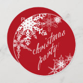 Weihnachts-Party! Einladung, rot mit Schneeflocken Einladung (Vorne/Hinten)