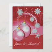 Weihnachts-Party Einladung Rot, Schneeflocke (Vorderseite)