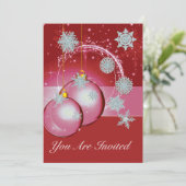 Weihnachts-Party Einladung Rot, Schneeflocke (Stehend Vorderseite)