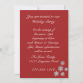 Weihnachts-Party Einladung Rot, Schneeflocke (Rückseite)