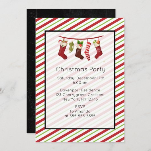 Weihnachts-Party Einladung rot und grün gestrichen (Vorne/Hinten)