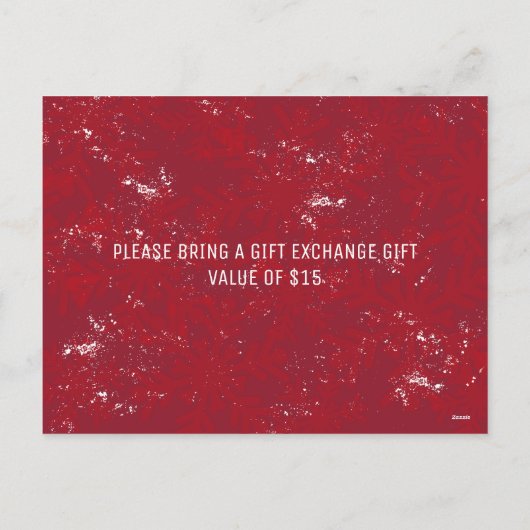 Weihnachts-Party Einladung Rote Rustikale Schneefl (Rückseite)