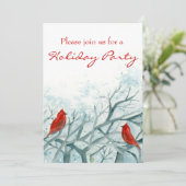 Weihnachts-Party Einladung Roter Kardinal Vögel (Stehend Vorderseite)