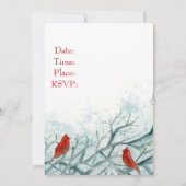 Weihnachts-Party Einladung Roter Kardinal Vögel (Rückseite)