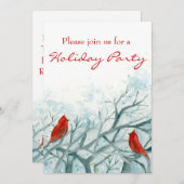 Weihnachts-Party Einladung Roter Kardinal Vögel (Vorne/Hinten)