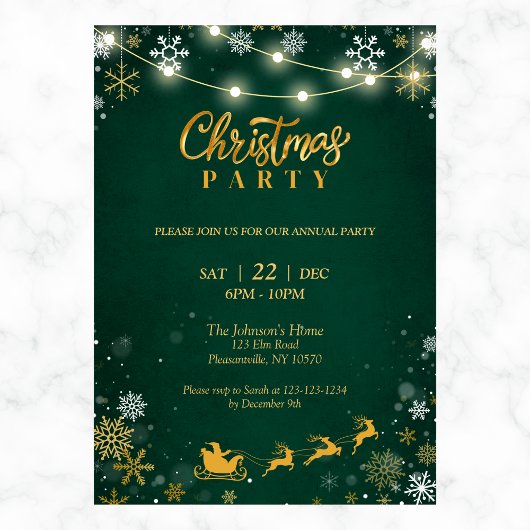 Weihnachts-Party Einladung | Schneeflocken und San