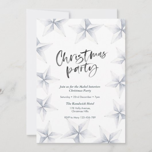 Weihnachts-Party Einladung | Silbersterne (Vorderseite)