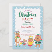 Weihnachts-Party Einladung Teddy Bear Reindeer (Vorderseite)