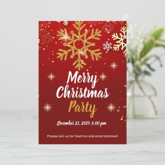 Weihnachts-Party Einladung - Text kann angepasst w (Stehend Vorderseite)