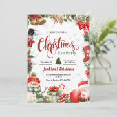 Weihnachts-Party Einladung, Weihnachtsabend Feiertagskarte (Stehend Vorderseite)