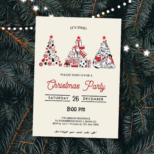 Weihnachts-Party Einladung | Weihnachtsbaumen