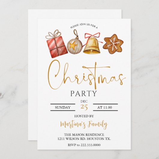 Weihnachts-Party Einladung Weihnachtsfest (Vorne/Hinten)