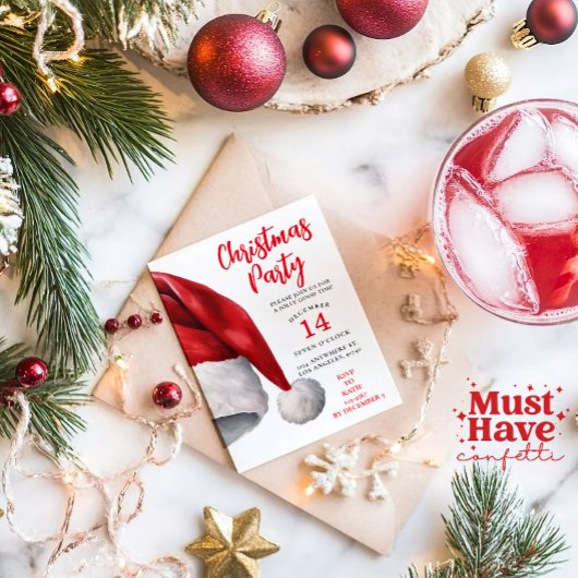 Weihnachts-Party Einladung Weihnachtsmannmütze