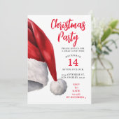 Weihnachts-Party Einladung Weihnachtsmannmütze (Stehend Vorderseite)