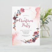 Weihnachts-Party Einladung | Winter-Blumenkranz (Stehend Vorderseite)