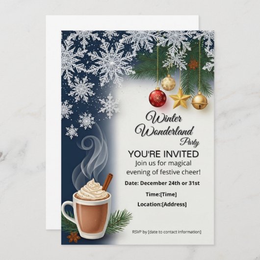 Weihnachts-Party - Einladungskarte Einladung (Vorne/Hinten)