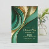 Weihnachts-Party-elegant Grün und Gold- Einladung (Stehend Vorderseite)