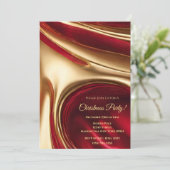 Weihnachts-Party-Elegant Ruby Red and Gold- Einladung (Stehend Vorderseite)