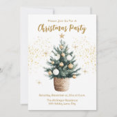 Weihnachts-Party Elegante Goldene Sterne Einladung (Vorderseite)