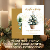Weihnachts-Party Elegante Goldene Sterne Einladung