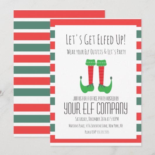 Weihnachts-Party Elf Kostümbüro Unternehmen Verans Einladung (Vorne/Hinten)