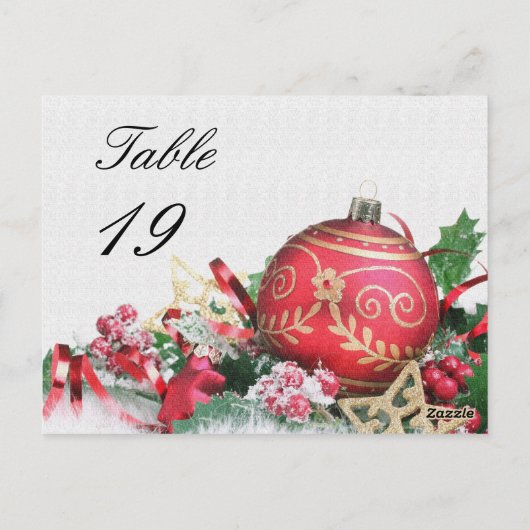 Weihnachts-Party-Event-Tischnummer Postkarte (Rückseite)