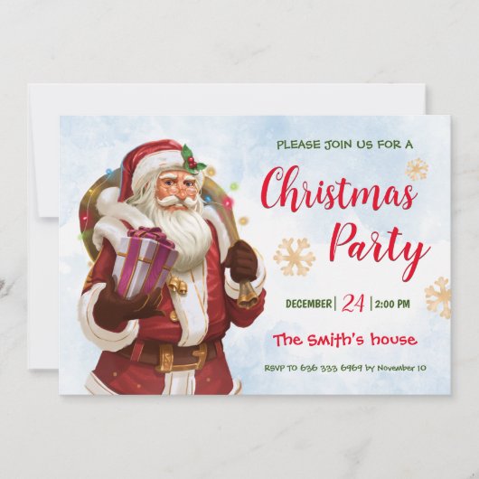 Weihnachts-Party. Familie der klassischen Weihnach Einladung (Vorderseite)