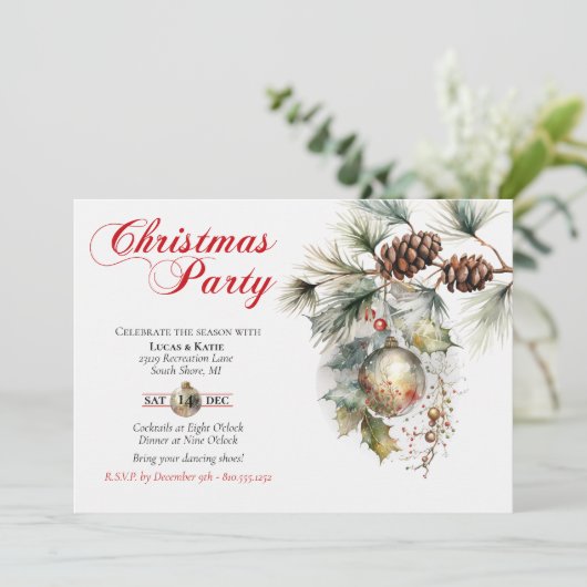 Weihnachts-Party Familie oder Unternehmen Einladung (Stehend Vorderseite)