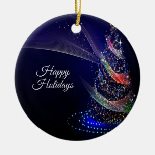 Weihnachts Party farbenfrohe Bäume Navy Blue Rusti Keramik Ornament