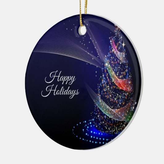 Weihnachts Party farbenfrohe Bäume Navy Blue Rusti Keramik Ornament (Links)