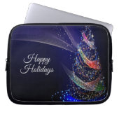 Weihnachts Party farbenfrohe Bäume Navy Blue Rusti Laptopschutzhülle (Vorderseite)