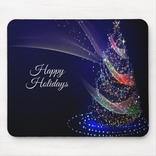 Weihnachts Party farbenfrohe Bäume Navy Blue Rusti Mousepad (Vorne)