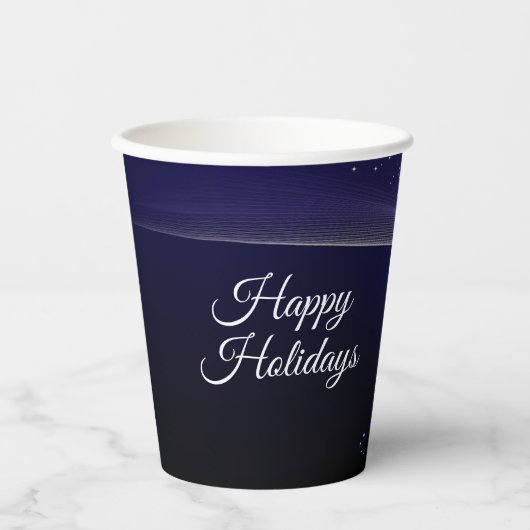 Weihnachts Party farbenfrohe Bäume Navy Blue Rusti Pappbecher (Vorderseite)